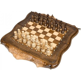Шахматы + Нарды резные "Арарат" с бронзой 40, Ohanyan
